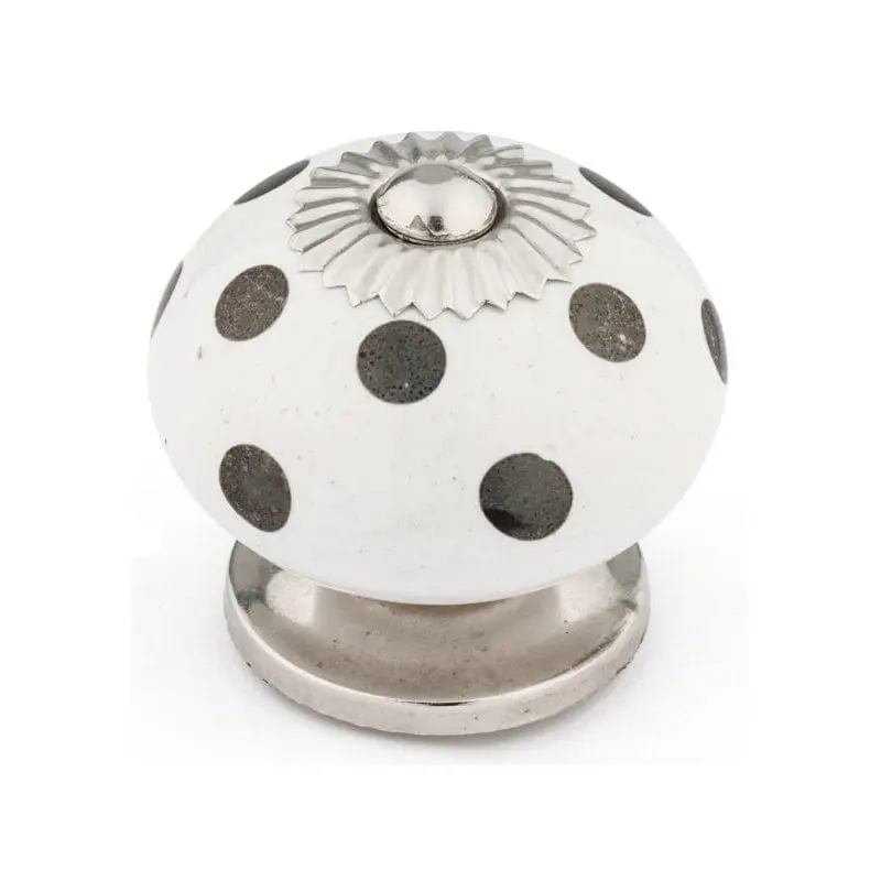 Eclectic Knob, 1-9/16" D, Chrome, White