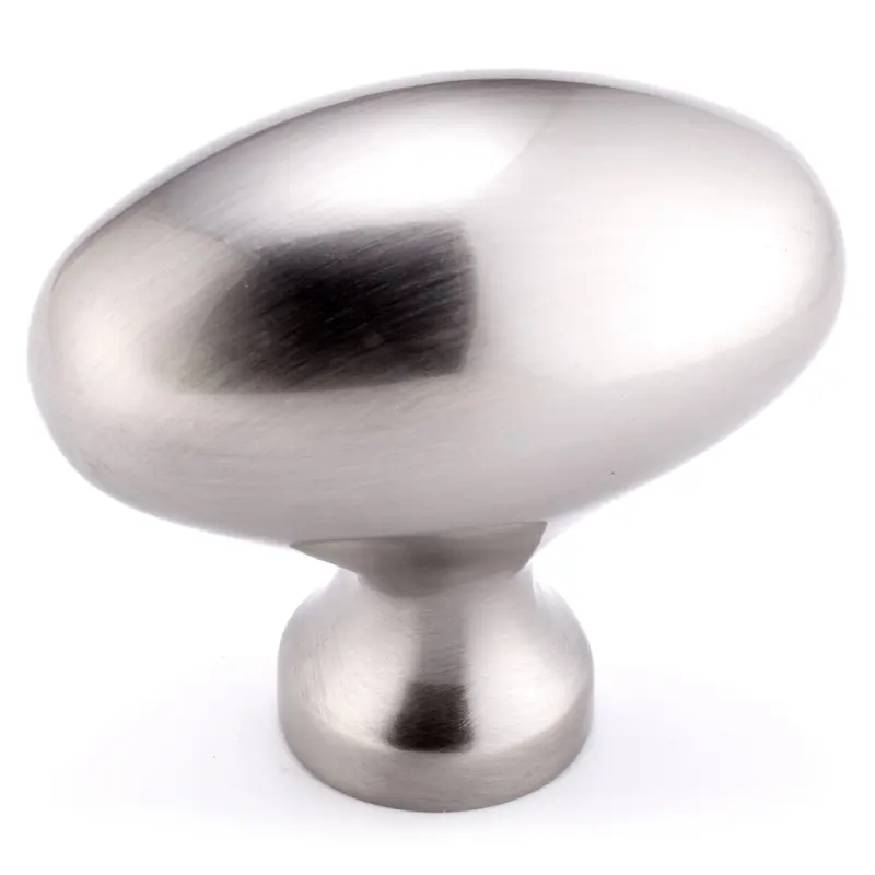 Traditional Oval Knob - 1-31/32" x 1-3/32" - Brushed Nickel