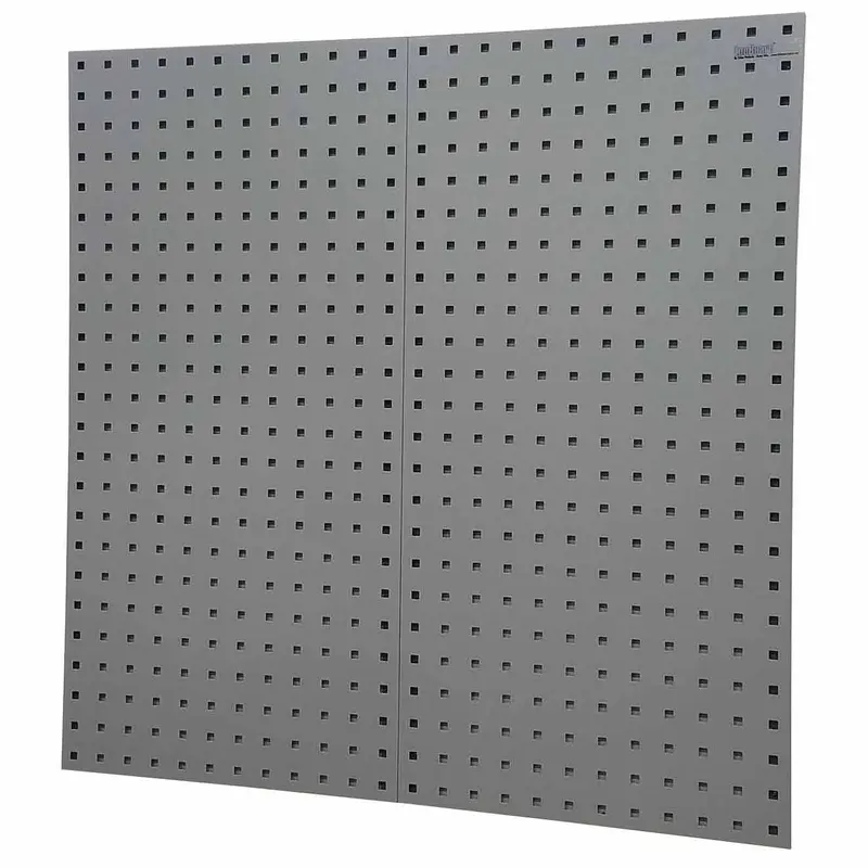 2-LocBoard 18"W x 9/16"D x 36"H, 18G Steel Sq. Hole Pegbrds w/30pc LocHook & Bin Assort - Gray