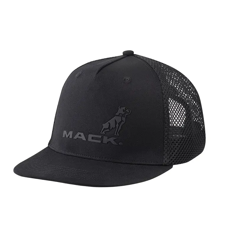 Mack Flat Brim Black On Black Trucker Cap - MKFBM2402BB0000