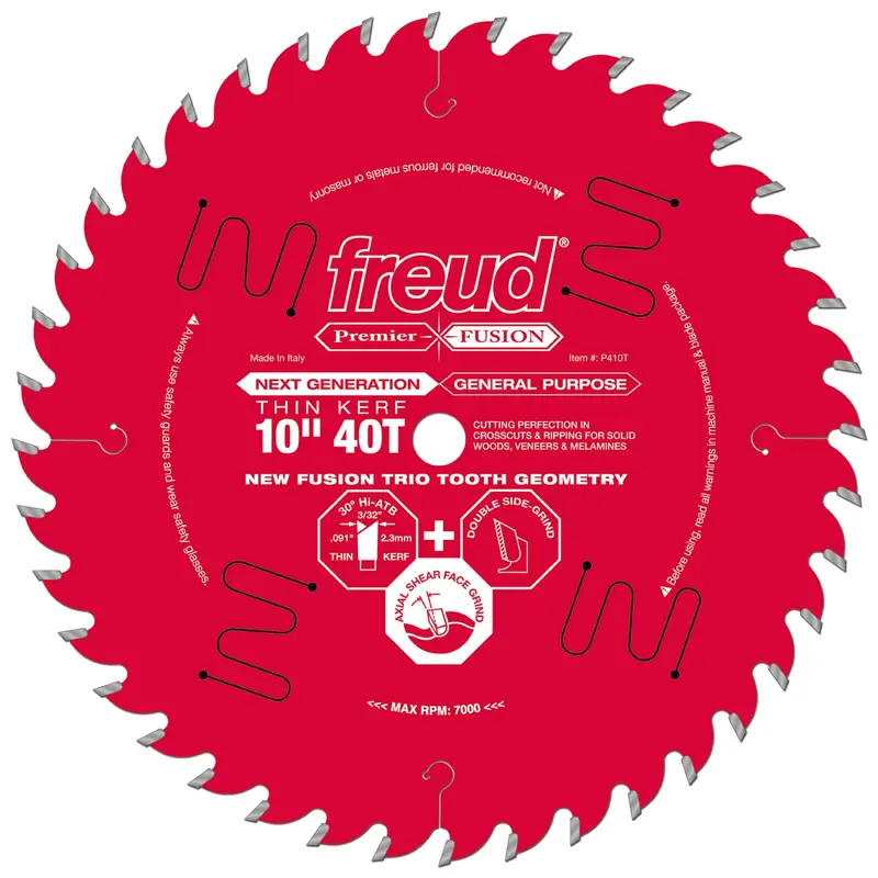 P410T Fusion Circular Saw Blade 10" x 5/8" Bore x 40 Tooth Thin Kerf