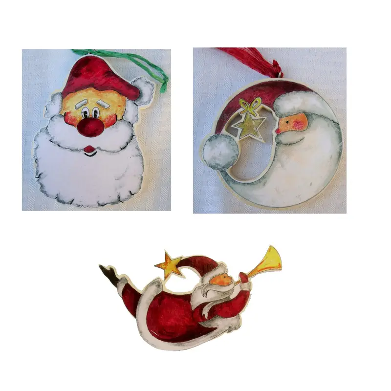 Three Santa Face  Woodworking Pattern and Picture