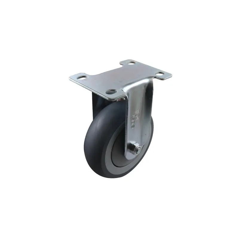 Easyroll Grey Rubber Fixed Plate Mount Castor G6