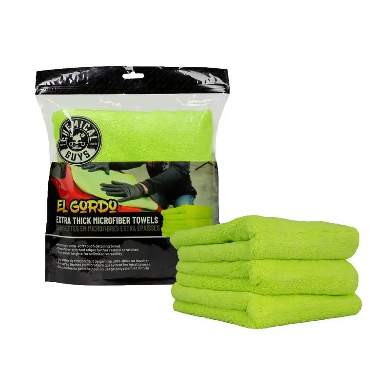 El Gordo Extra Thick Profesional Microfiber Towel, Green 16.5 x 16.5 (3 pack)