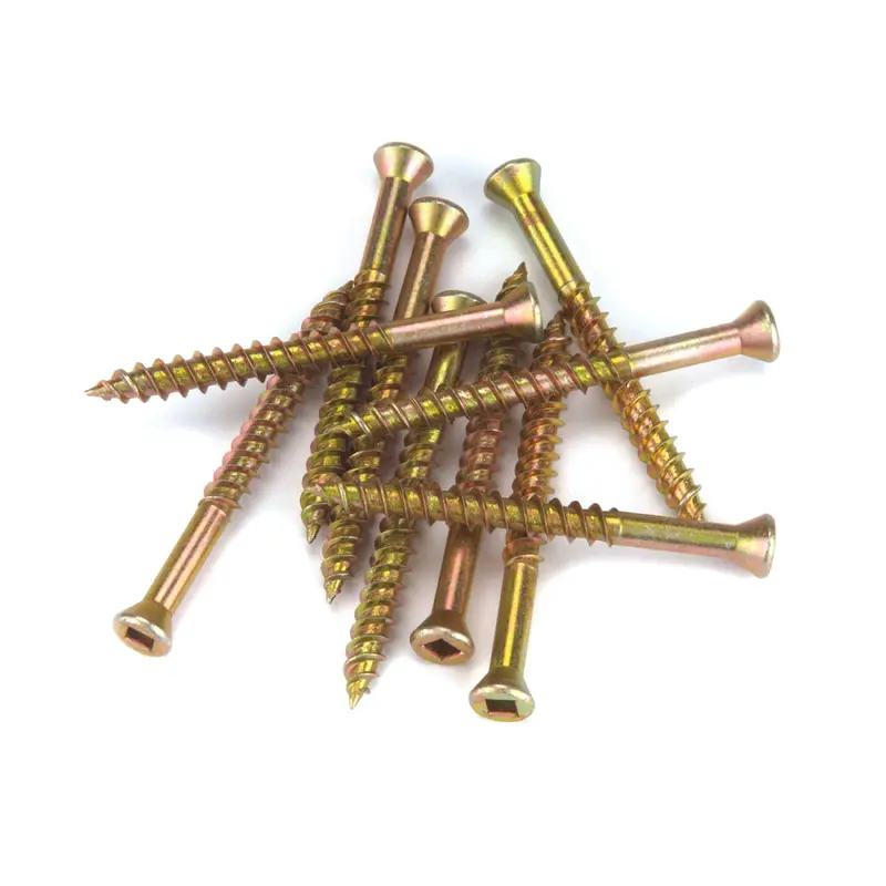 Woodworking Screws - Square Drive - Trim Head - Yellow - Zinc - 100 Piece