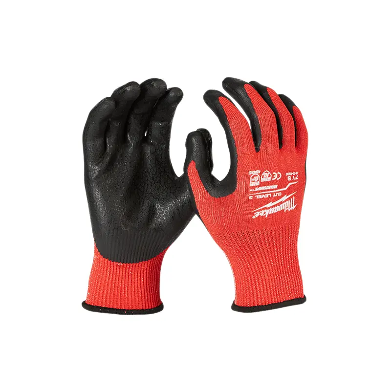 Medium Red Nitrile Level 3 Cut Resistant Dipped Work Gloves