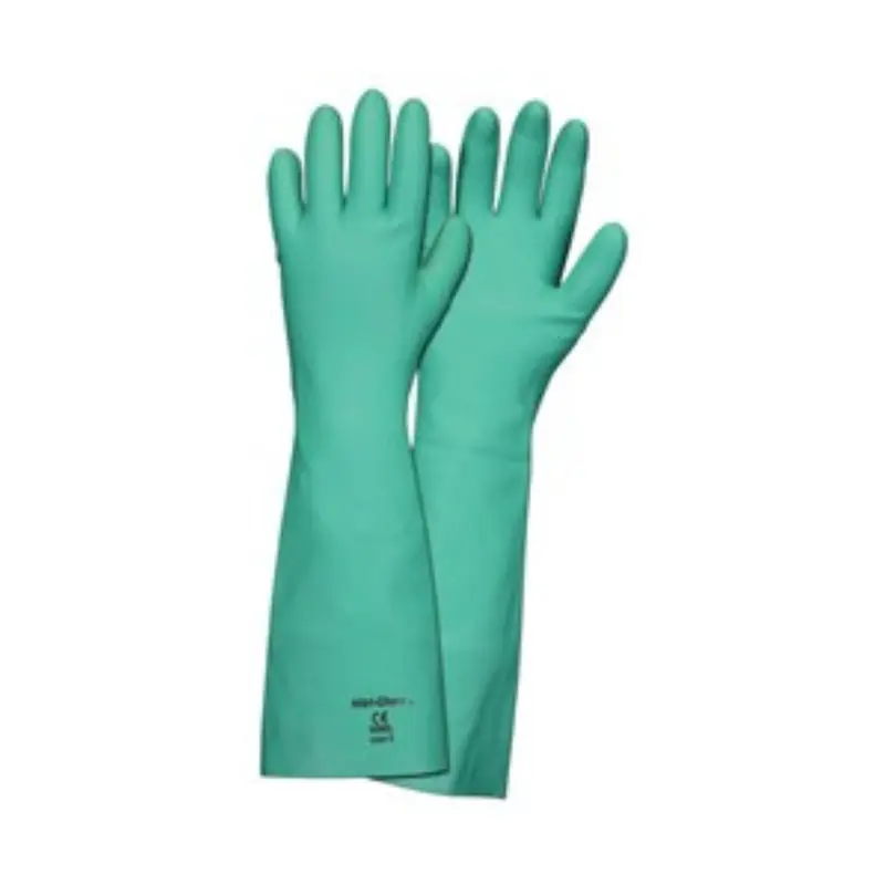 X- Large Nitri-Chem Unlined Green Nitrile Gloves Extra-Long 18 Inches in Length Industrial Grade 22 mil Thickness