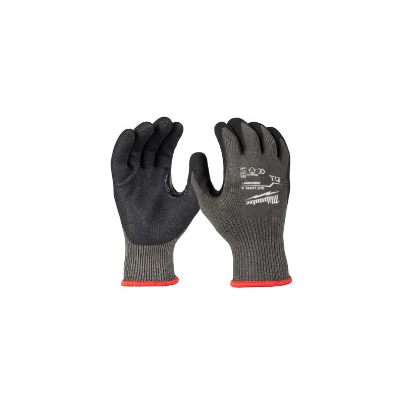 Large Gray Level 5 Cut Resistant Nitrile Dipped Gloves