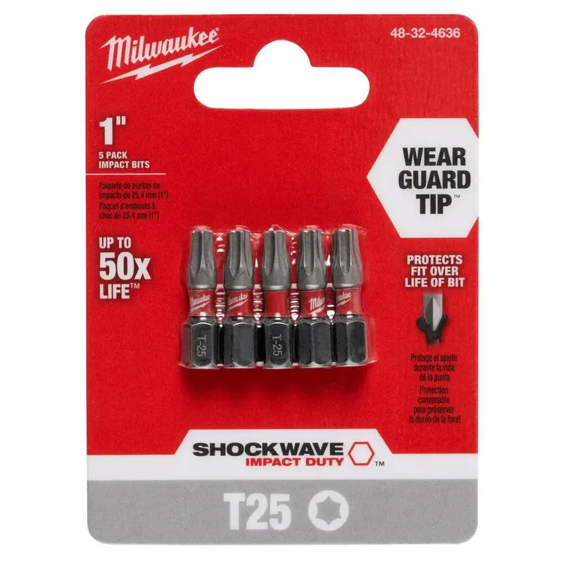T25 TORX SHOCKWAVE Impact 1" Insert Bits (5 pk)