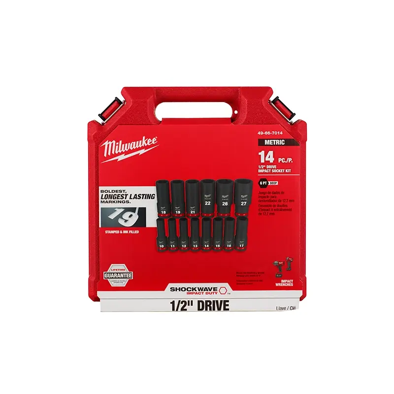 14PC SHOCKWAVE Impact Duty 1/2" Drive Metric Deep 6 Point Socket Set