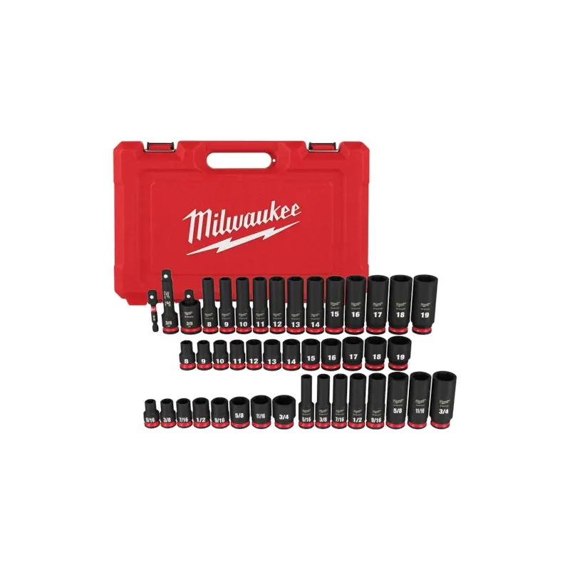 43PC SHOCKWAVE Impact Duty 3/8" Drive SAE & Metric Deep 6 Point Socket Set