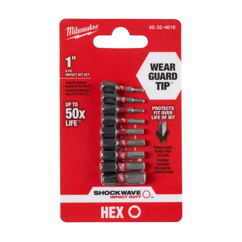 SHOCKWAVE 9-Piece Impact Hex Insert Bit Set