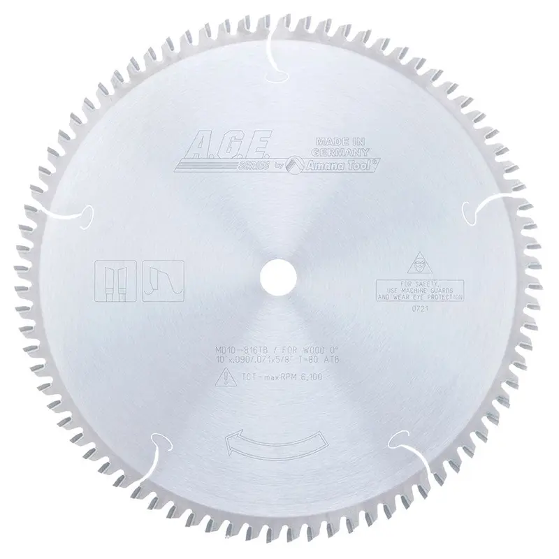 10" X 80T x 5/8" Bore - Thin Kerf Miter Saw Blade - ATB