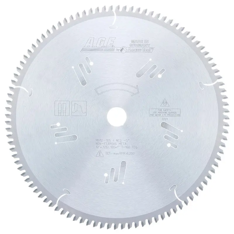 12" x 100T x 1" Bore - Thin Walled Aluminum and Non-Ferrous Metal Saw Blade - TCG