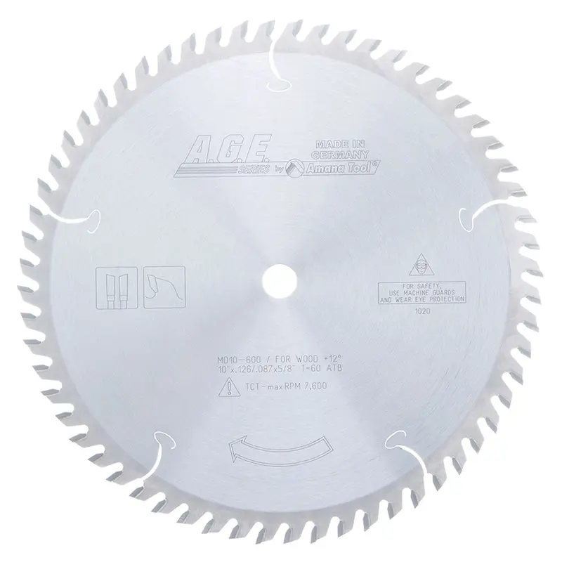 10" x 60T Carbide Tipped, Cut-Off and Crosscut Blade, 12 Deg., 5/8" Bore, ATB