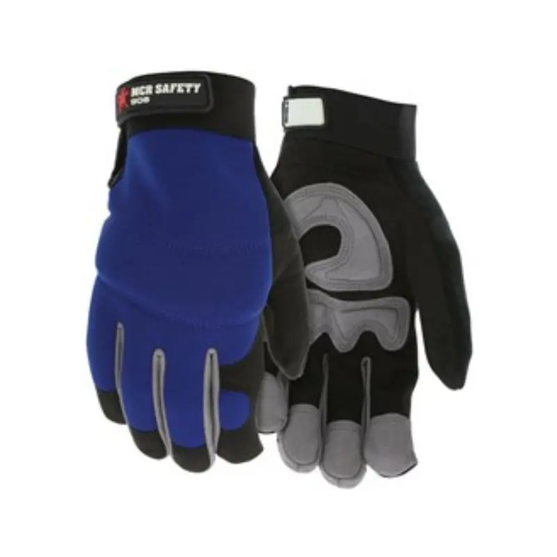 Large MCR Safety Mechanics Gloves Synthetic Leather Palm Adjustable Hook and Loop Wrist Closure