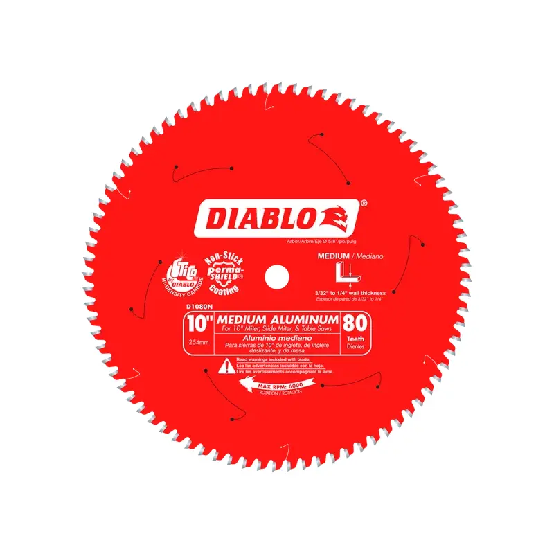 10" x 80-Teeth Saw Blade for Medium Aluminum