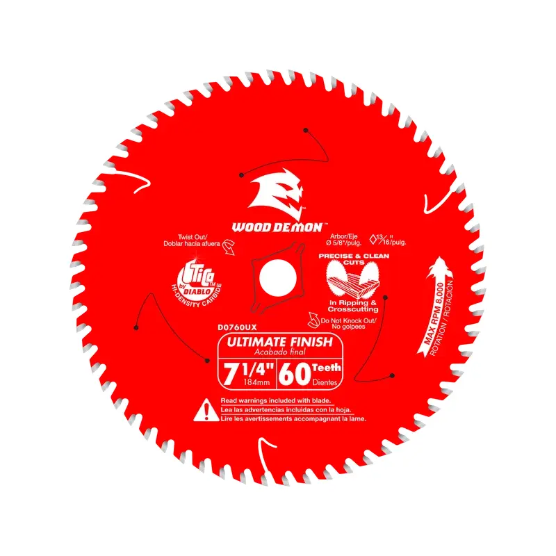 7- 60-Teeth Wood Demon Ultimate Finish Carbide Saw Blade for Wood