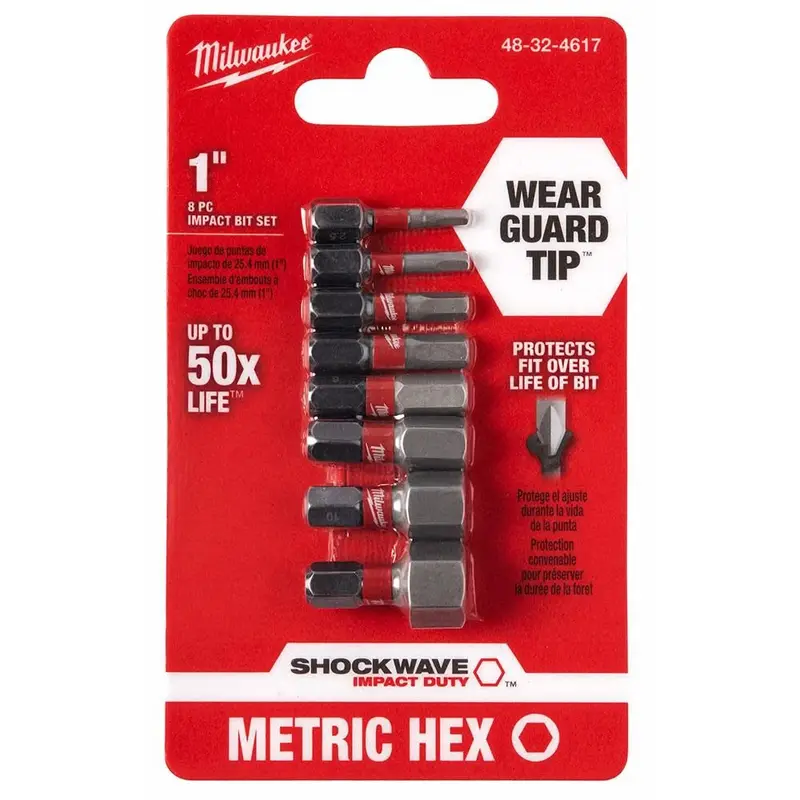 Shockwave 1" METRIC HEX Impact Bit Set 8pc