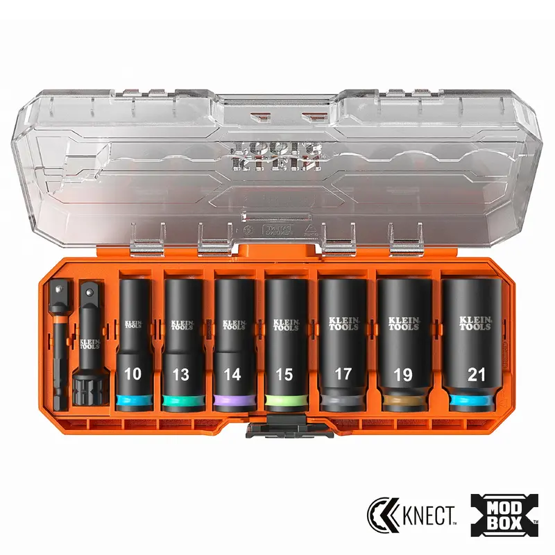 KNECT Deep-Well 3/8-Inch Drive Impact Socket Set, Metric, 9-Piece
