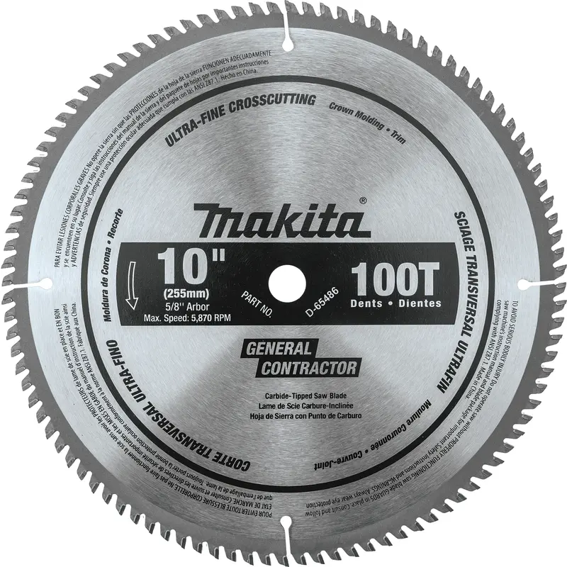 10" 100T Polished Miter Saw Blade, UltraFine Crosscutting