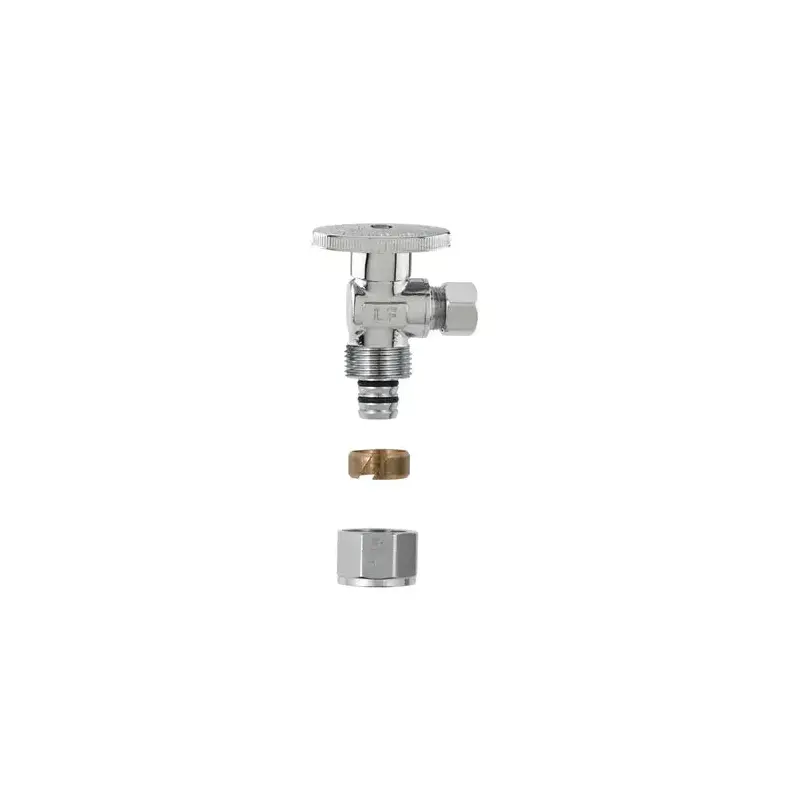 Plumb Pak No Crimp Angle Stop Valve, 1/2 x 3/8 in Connection, PEX Barb x Compression, Brass Body Polished Chrome