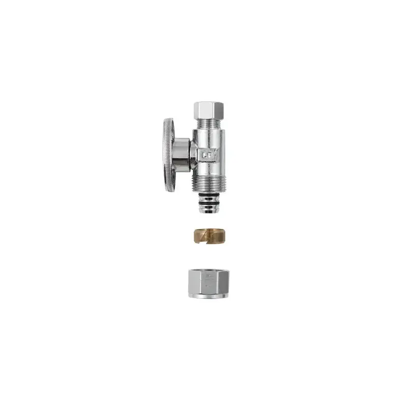Plumb Pak No Crimp Straight Stop Valve, 1/2 x 3/8 in Connection, PEX Barb x Compression, Brass Body Polished Chrome