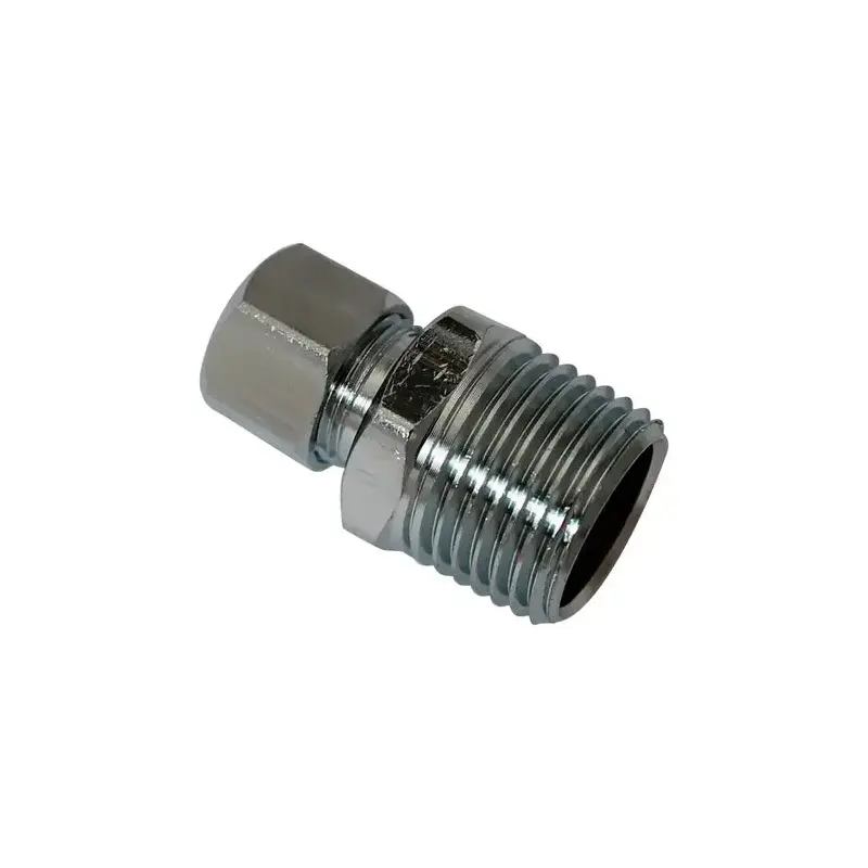Plumb Pak Straight Adapter, 1/2 x 3/8 in, MIP x Compression, Chrome