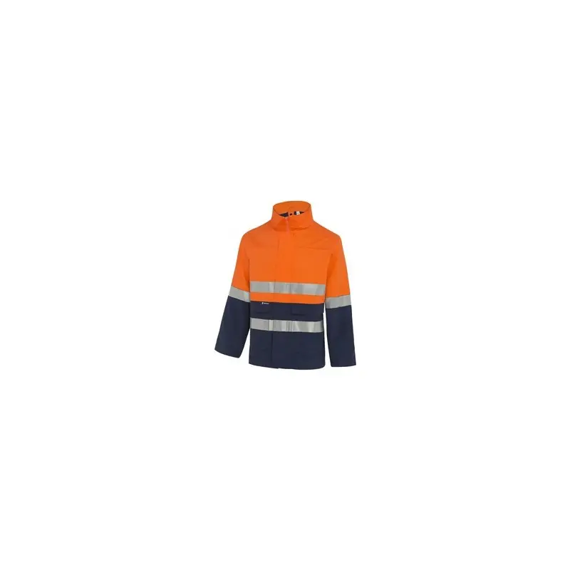 WS Workwear Mens Taped 4-in-1 Cotton Long Jacket, Orange/Navy, Small