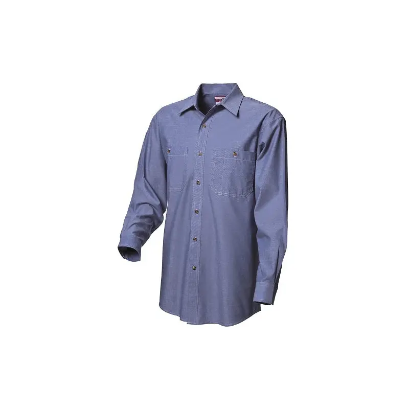 WS Workwear Mens Chambray Button-Up Shirt Denim Blue, Size 5XL